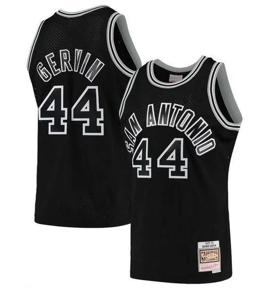 Men's San Antonio Spurs #44 George Gervin Black 1977-78 Hardwood Classics Swingman Stitched Basketball Jersey