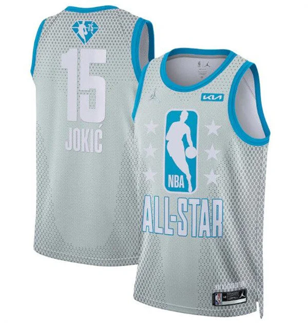 Men's 2022 All-Star #15 Nikola Jokic Gray Stitched Basketball Jersey