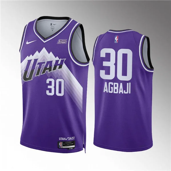 Men's Utah Jazz #30 Ochai Agbaji Purple 2023/24 City Edition Stitched Basketball Basketball Jersey