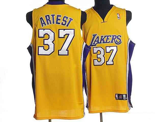 Lakers 37 Ron Artest Yellow Basketball Jerseys