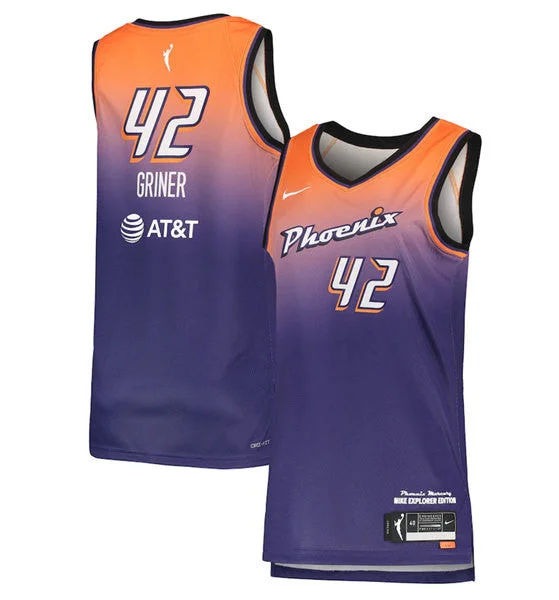 Men's Phoenix Mercury #42 Brittney Griner Purple 2021 Explorer Edition Stitched Basketball Jersey