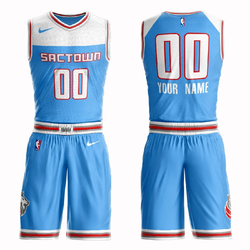 Kings Blue 2018-19 City Edition Men's Customized Swingman Basketball Jersey(With Shorts)