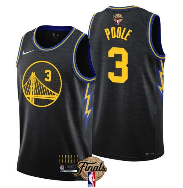 Men's Golden State Warriors #3 Jordan Poole Black 2022 Finals Stitched Basketball Jersey