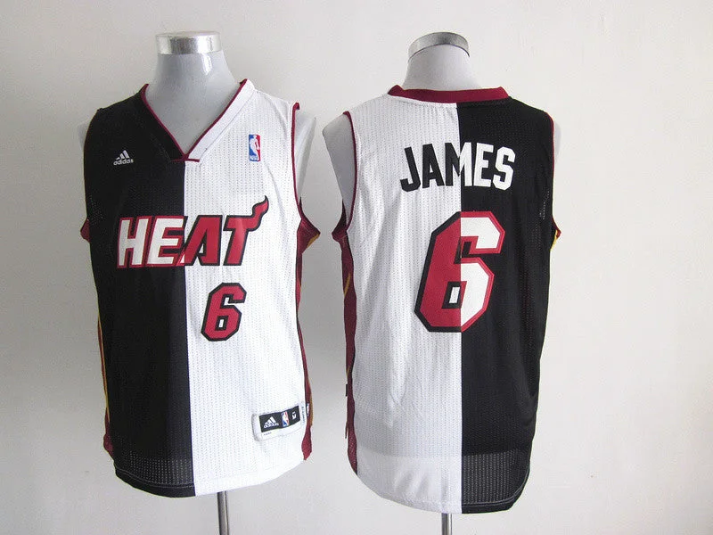 Heats 6 James White&Black Split Basketball Jerseys