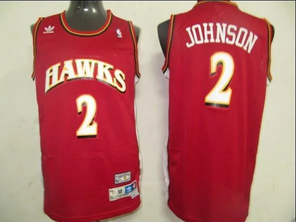 Hawks 2 Johnson Red Basketball Jerseys