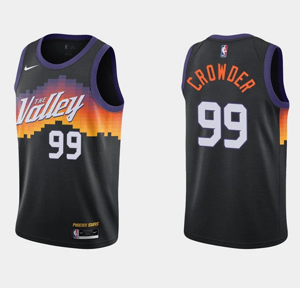 Men's Phoenix Suns #99 Jae Crowder Black City Edition New Uniform 2021 Stitched Basketball Jersey