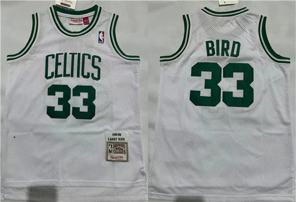 Men's Boston Celtics #33 Larry Bird 1995-96 White Throwback Stitched Basketball Jersey