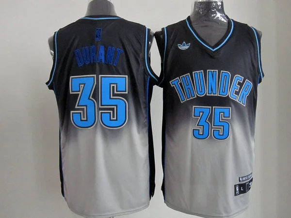 Thunder 35 Durant Black&Grey Basketball Jerseys