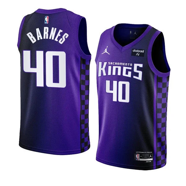 Men's Sacramento Kings #40 Harrison Barnes Purple 2023-24 Statement Edition Swingman Stitched Basketball Jersey