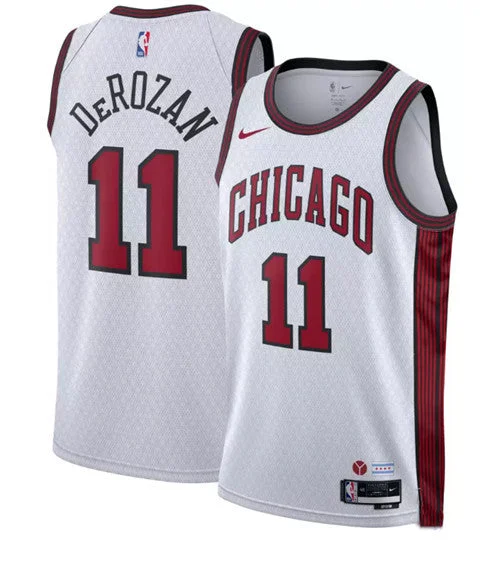 Men's Chicago Bulls #11 DeMar DeRozan White 2022/23 City Edition Stitched Basketball Basketball Jersey