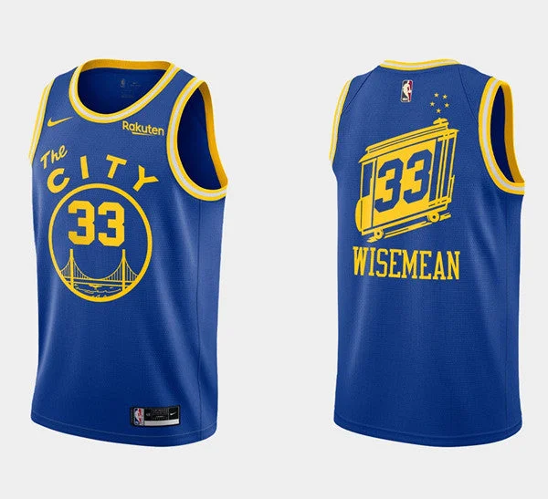 Men's Golden State Warriors #33 James Wiseman 2020-2021 Dri-FIT Hardwood Classic Blue Stitched Basketball Jersey