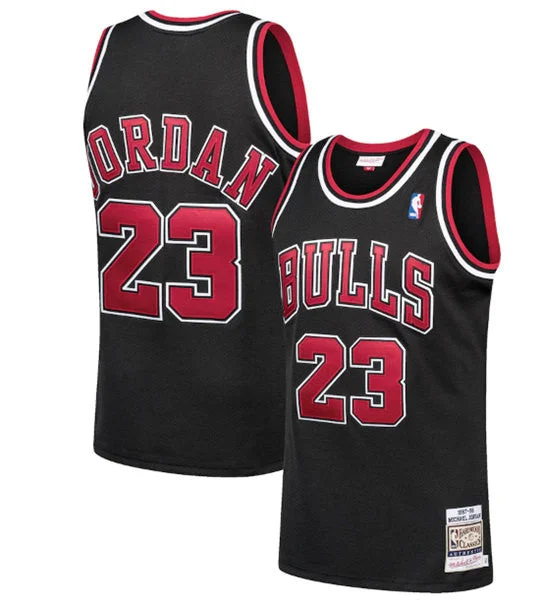 Men's Chicago Bulls #23 Michael Jordan Black 1997-98 Throwback Stitched Basketball Jersey