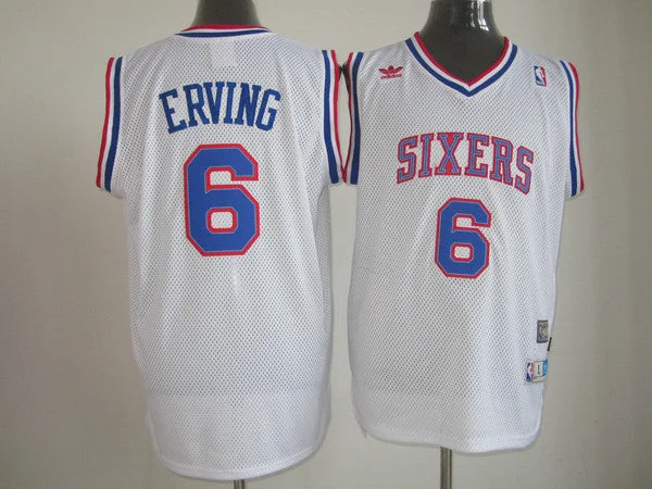 Philadelphia 76ers 6 ERVING white Basketball Jerseys