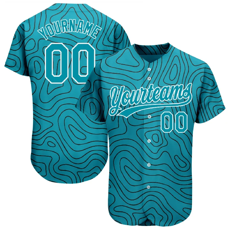 Custom Teal Teal-Black 3D Pattern Design Authentic Baseball Jersey