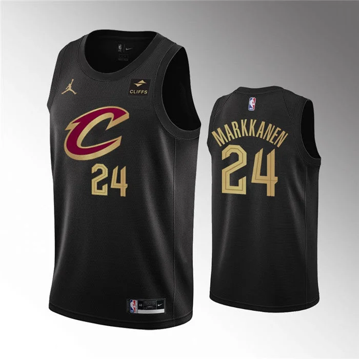 Men's Cleveland Cavaliers #24 Lauri Markkanen Black Statement Edition Stitched Basketball Basketball Jersey