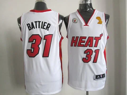 Heat 31 Battier White 2013 Champion&25th Patch Basketball Jerseys