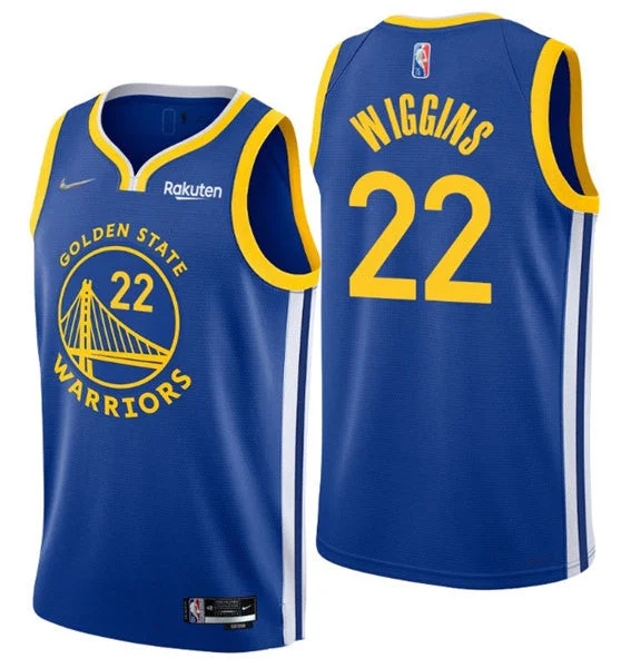 Men's Golden State Warriors #22 Andrew Wiggins 2022 Royal 75th Anniversary Stitched Basketball Jersey