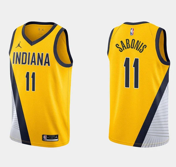 Men's Indiana Pacers #11 Domantas Sabonis Gold Basketball Stitched Basketball Jersey