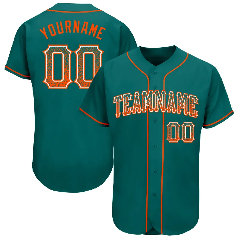 Custom Teal Orange-White Authentic Drift Fashion Baseball Jersey