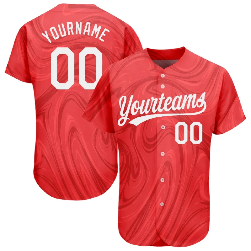 Custom Red White 3D Pattern Design Authentic Baseball Jersey