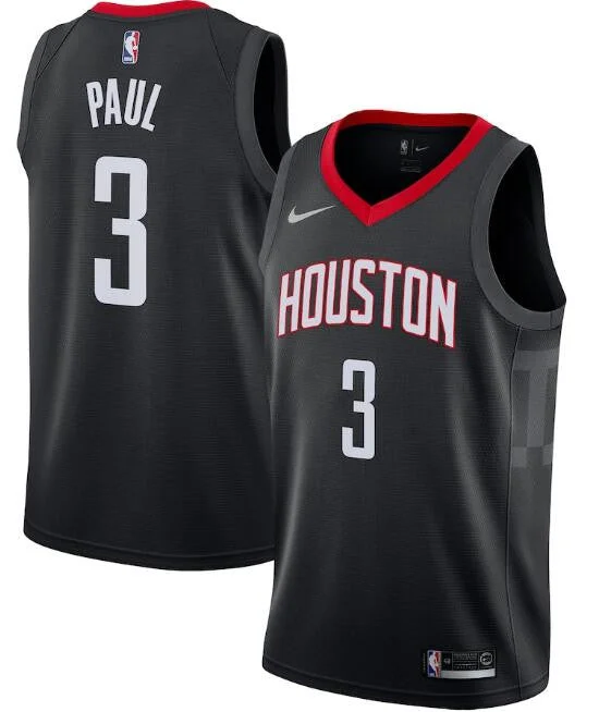 Men's Houston Rockets Black #3 Chris Paul Statement Edition Swingman Stitched Basketball Jersey