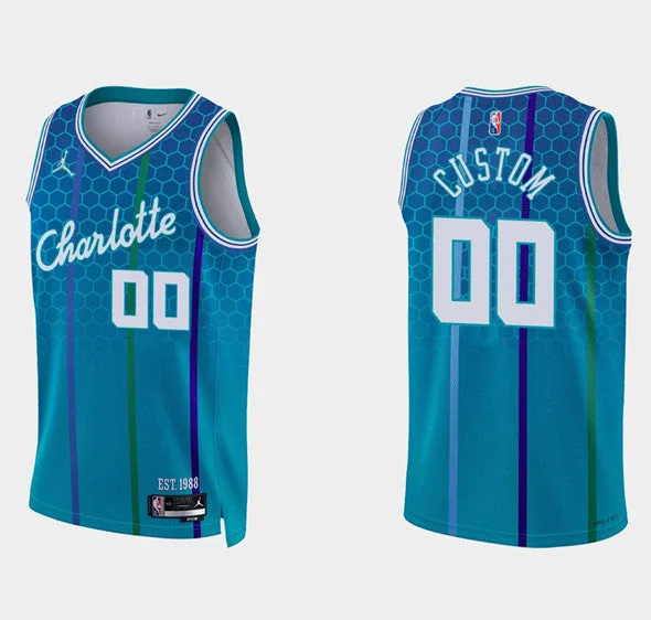 Men's Charlotte Hornets Blue Active Custom 75th Anniversary City Stitched Basketball Basketball Jersey