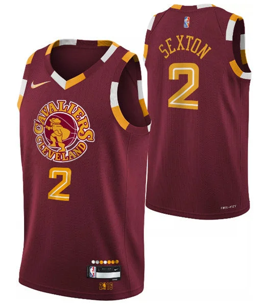 Men's Cleveland Cavaliers White #2 Collin Sexton Red 2021/2022 75th Anniversary City Edition Swingman Stitched Basketball Jersey