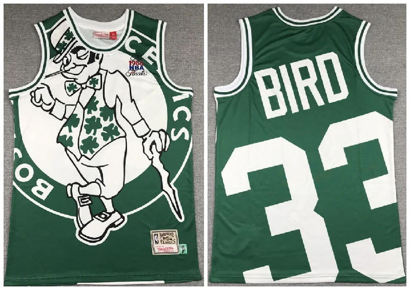 Men's Boston Celtics Green #33 Larry Bird Big Face Throwback Stitched Basketball Jersey