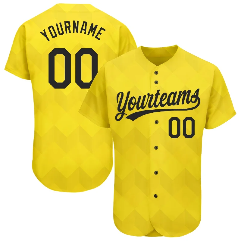 Custom Gold Black 3D Pattern Design Authentic Baseball Jersey