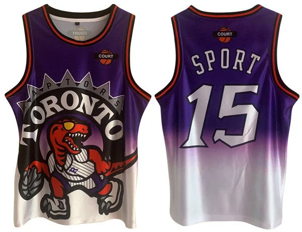 Men's Toronto Raptors #15 Vince Carter Purple/White Print Basketball Basketball Jersey