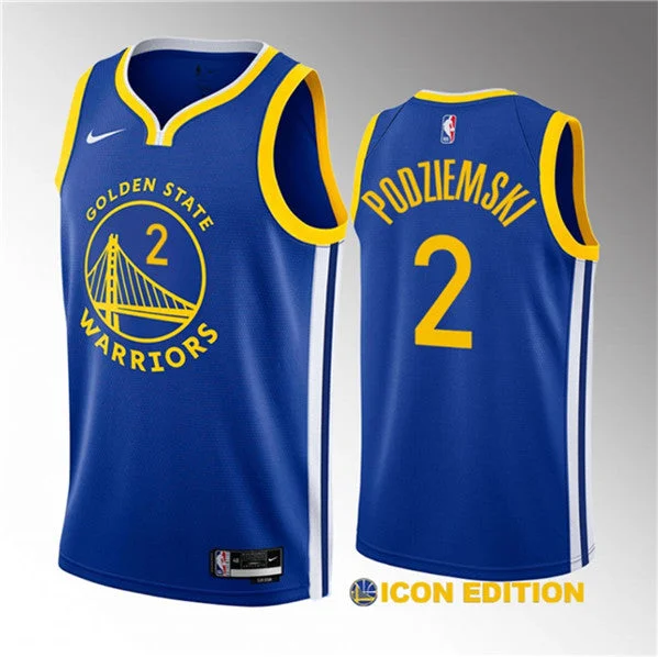 Men's Golden State Warriors #2 Brandin Podziemski Royal 2023 Draft Icon Edition Swingman Stitched Basketball Basketball Jersey