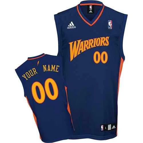 Golden State Warriors Custom dk blue Road Basketball Jersey