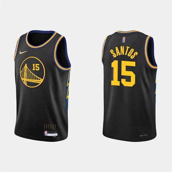 Men's Golden State Warriors #15 Gui Santos 2022 Black Stitched Basketball Basketball Jersey