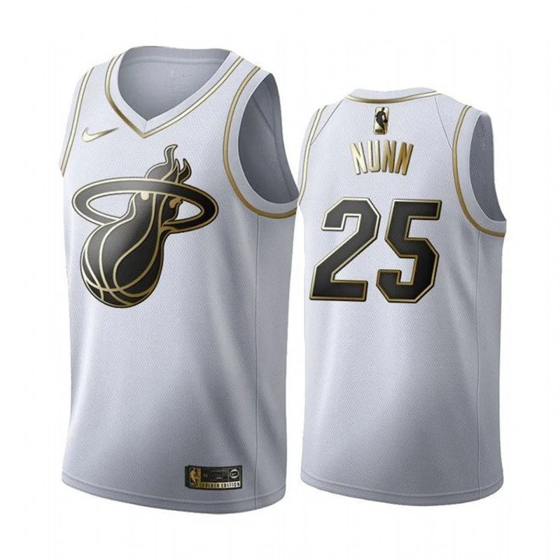 Men's Miami Heat #25 Kendrick Nunn 2019 Golden Edition White Stitched Basketball Jersey