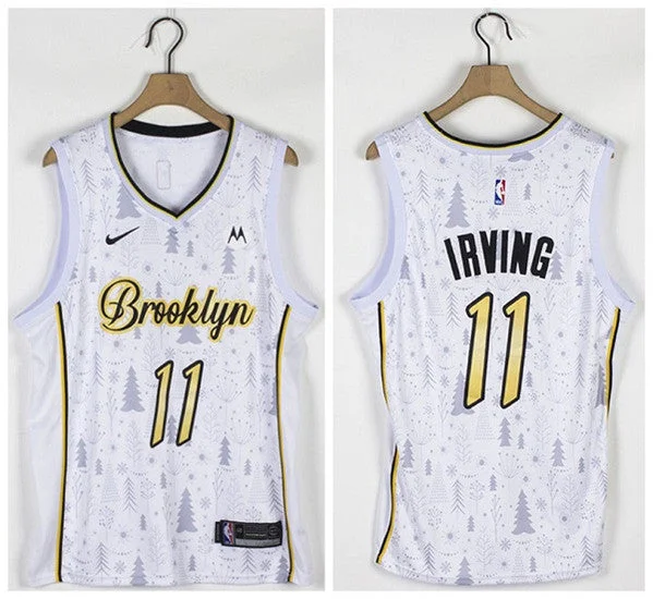 Men's Brooklyn Nets #11 Kyrie Irving White Christmas Edition Stitched Basketball Basketball Jersey