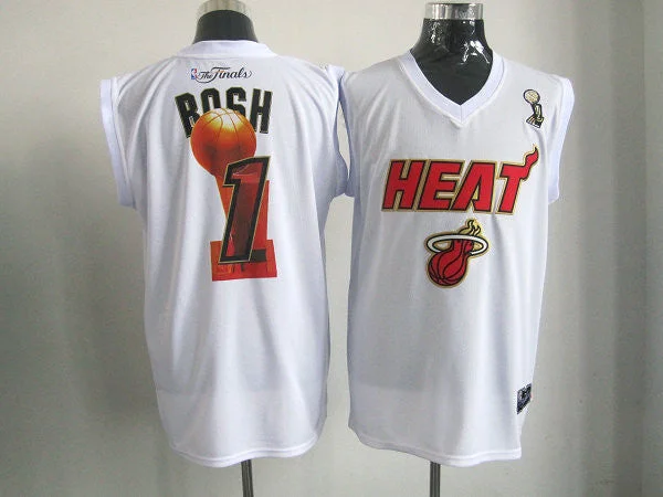 Heat 1 Bosh White Champion Edition Basketball Jerseys