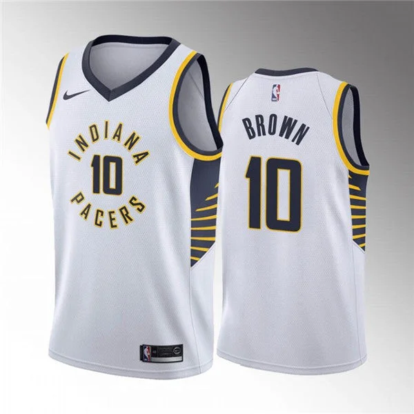 Men's Indiana Pacers #10 Kendall Brown White Icon Edition 75th Anniversary Stitched Basketball Basketball Jersey