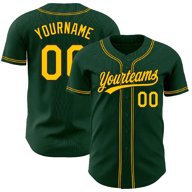 Custom Green Gold-Black Authentic Baseball Jersey