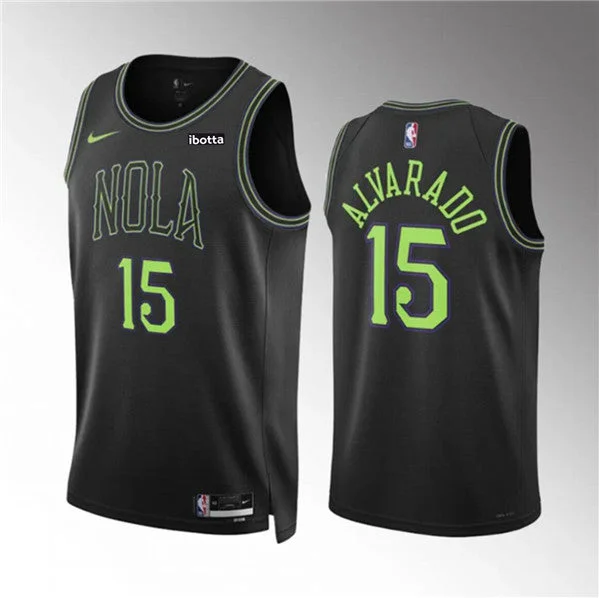 Men's New Orleans Pelicans #15 Jose Alvarado Black City Edition Stitched Basketball Basketball Jersey