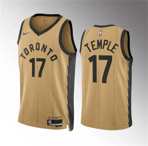 Men's Toronto Raptors #17 Garrett Temple Gold 2023/24 City Edition Stitched Basketball Basketball Jersey