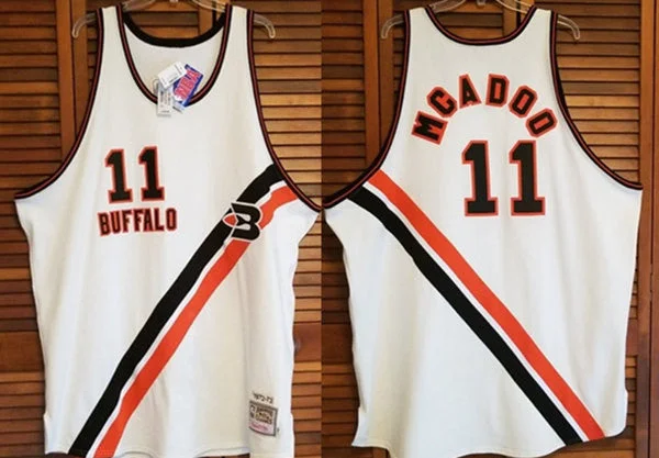 Men's Buffalo Braves #11 Bob McAdoo White Stitched Basketball Jersey