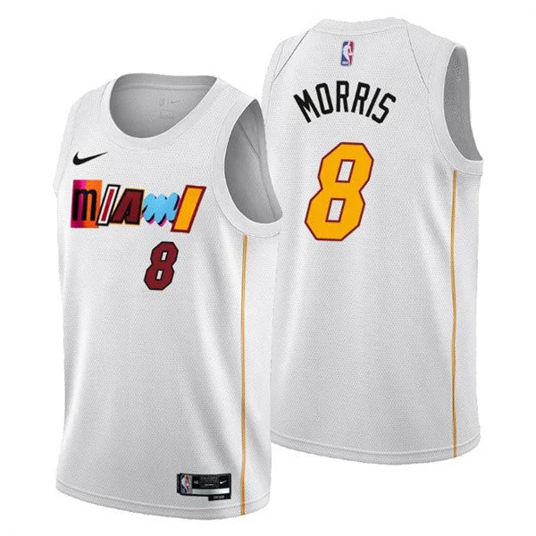 Men's Miami Heat #8 Markieff Morris 2022/23 White City Edition Stitched Basketball Jersey