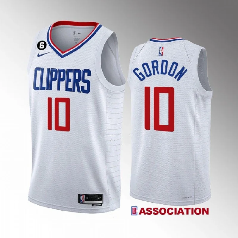 Men's Los Angeles Clippers #10 Eric Gordon White Association Edition With No.6 Patch Stitched Basketball Jersey