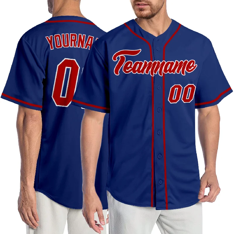 Custom Royal Red-White Authentic Baseball Jersey