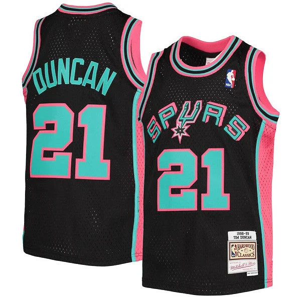 Men's San Antonio Spurs #21 Tim Duncan Mitchell & Ness 1998-99 Hardwood Classics Reload Throwback Stitched Basketball Jersey