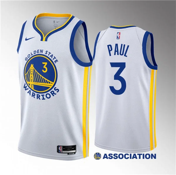 Men's Golden State Warriors #3 Chris Paul White Association Edition Stitched Basketball Basketball Jersey