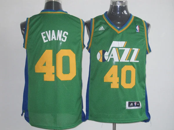 Jazz 40 Evans Green Basketball Jerseys