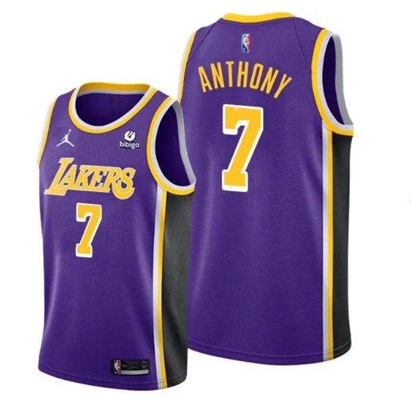 Men's Los Angeles Lakers #7 Carmelo Anthony 75th Anniversary Purple Stitched Basketball Jersey