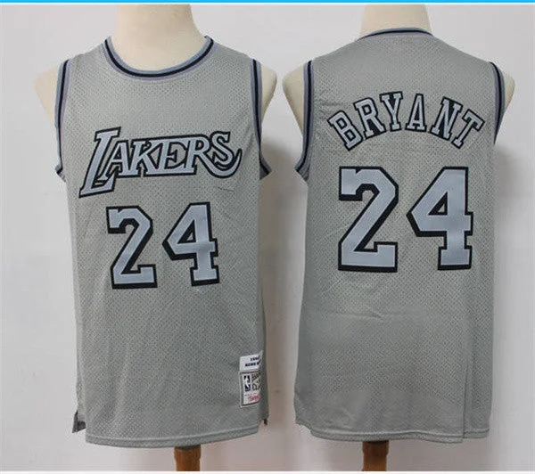 Men's Los Angeles Lakers #24 Kobe Bryant Grey Throwback Stitched Basketball Basketball Jersey