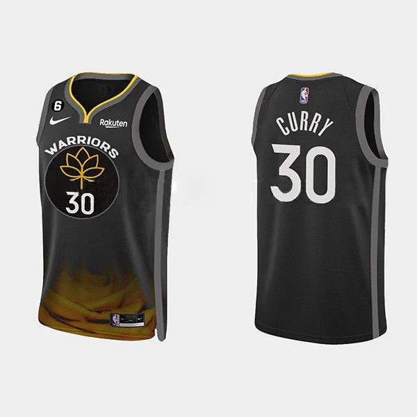 Men's Golden State Warriors #30 Stephen Curry Black 2022-23 City edition Stitched Basketball Basketball Jersey